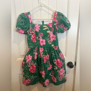 Lilly Pulitzer Girls 12 Green Hibiscus floral dress